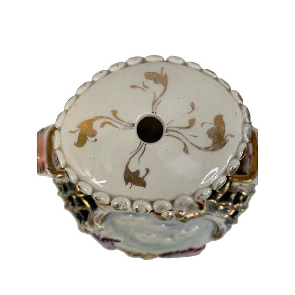 VTG Italian Ceramic Capodemonte Vase / Lamp Base Gold Cherub 8780 Hand Paint - Picture 3 of 12